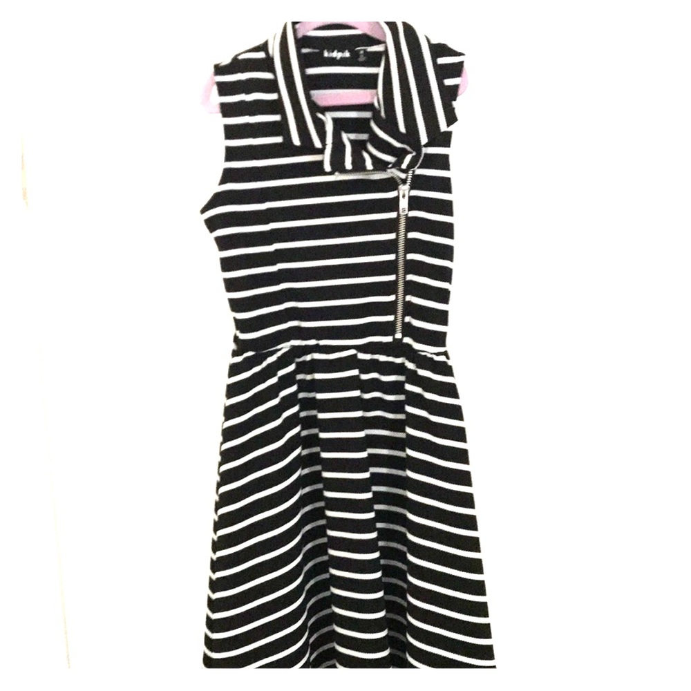 Black and white cross body dress